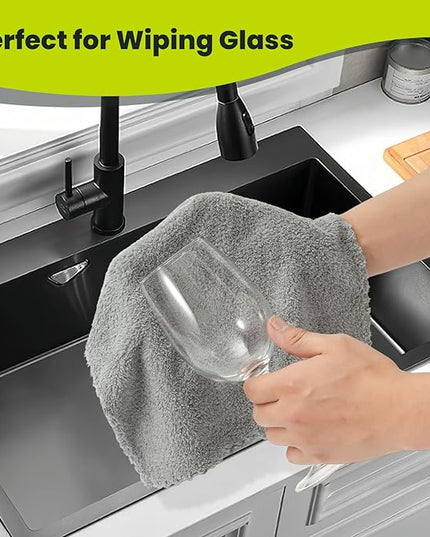 12 Pack Cleaning Cloth,Ultra Soft Absorbent Quick Drying Microfiber Cleaning Rags,No Scratches,Reusable,Washable,Lint Free Cleaning Towels for Kitchen,Window,Glass,car,11.8"×11.8"(Dark Grey)