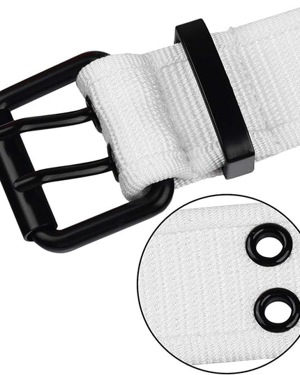 moonsix Canvas Web Belts for Men,Solid Color Casual Double Hole Grommet Belt