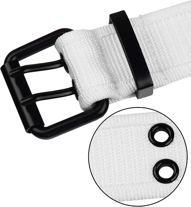 moonsix Canvas Web Belts for Men,Solid Color Casual Double Hole Grommet Belt