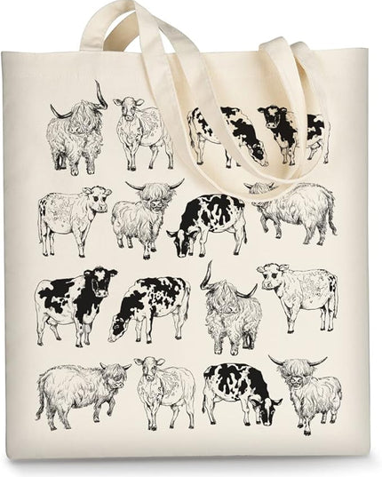 AUSVKAI Canvas Tote Bag Aesthetic for Women, Cute Reusable Cloth Cotton Bags for Shopping Beach Grocery
