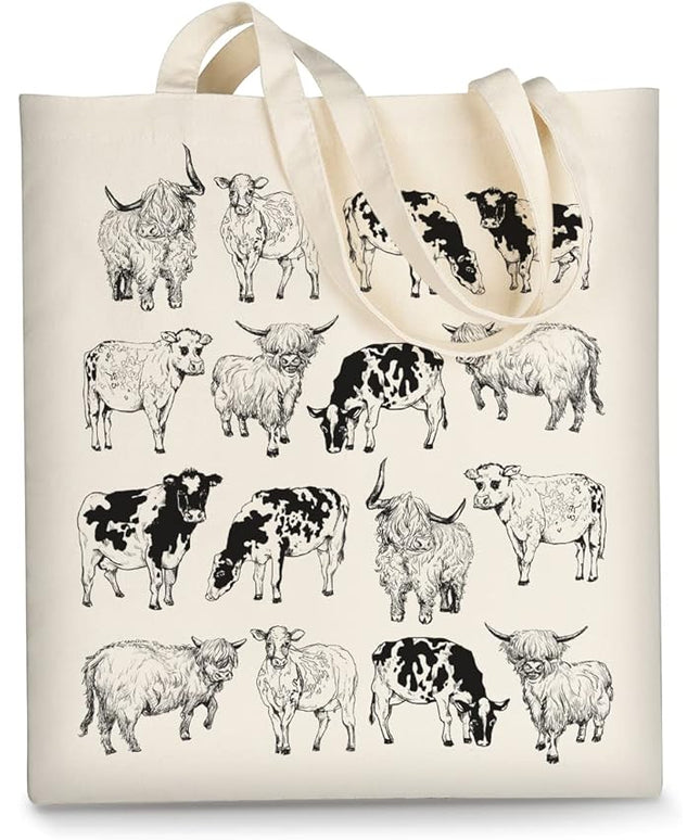 AUSVKAI Canvas Tote Bag Aesthetic for Women, Cute Reusable Cloth Cotton Bags for Shopping Beach Grocery