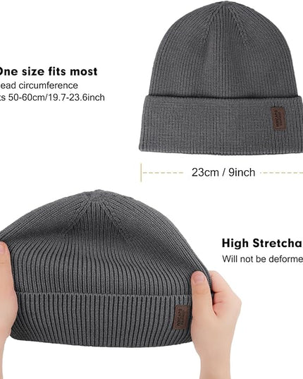 Wmcaps Winter Beanie for Men Women, Fleece Lined Beanie Soft Warm Knit Hat Ski Stocking Cuffed Cap