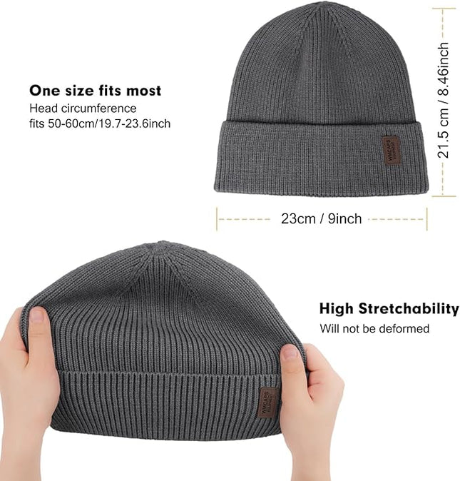 Wmcaps Winter Beanie for Men Women, Fleece Lined Beanie Soft Warm Knit Hat Ski Stocking Cuffed Cap