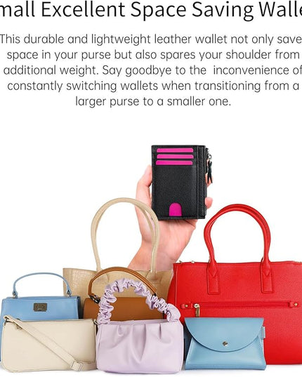 ilovever Slim Wallet for Women Small Leather RFID Blocking Credit Card Holder Minimalist Front Pocket Wallet with Coin Purses & Pouches,Black