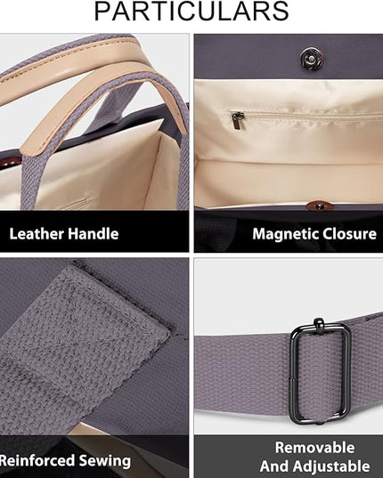 Canvas Tote Bag for Women Crossbody Work Purse with Pockets Top Handle Handbag Satchel Bags for Travel Nurse Teacher