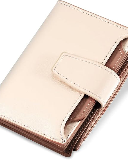 Airkit Small Wallet Women RFID Blocking Soft Leather Bifold Compact Card Holder Wallet for Women with Zipper Coin Pocket 4 ID Window
