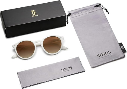 SOJOS Retro Round Polarized Sunglasses for Women Men Classic Vintage Sunnies SJ2069
