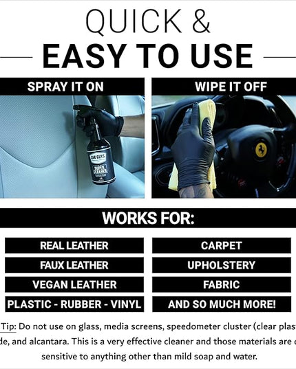 CAR GUYS Super Cleaner 1 Gallon Refill | Effective Car Interior Cleaner | Leather Car Seat Cleaner | Stain Remover for Carpet, Upholstery, Fabric, and Much More! | 1 Gallon (Sprayer Not Included)