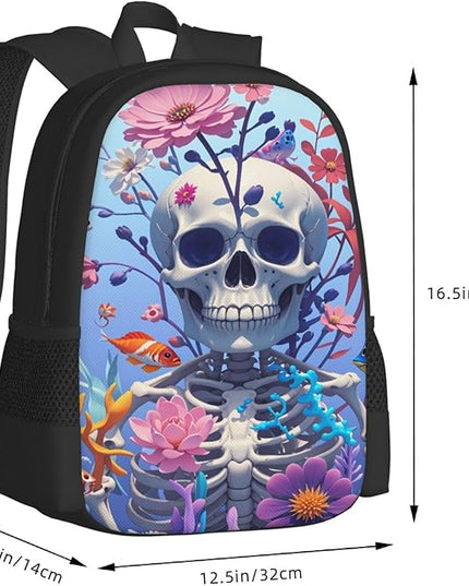 Skeleton Seaweed Notebook Backpack Fits 15 Inch Laptop Work Backpack Casual Daypack