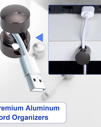 3 Sets Charger Holders for Cords, Black Adjustable Cable Anchor Holders, Adhesive Metal Cord Clips, Cable Management Wire Organizers for Desk, Office, Nightstand