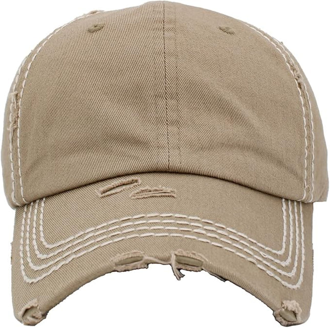 KBETHOS Vintage Washed Distressed Cotton Dad Hat Baseball Cap Adjustable Polo Trucker Unisex Style Headwear