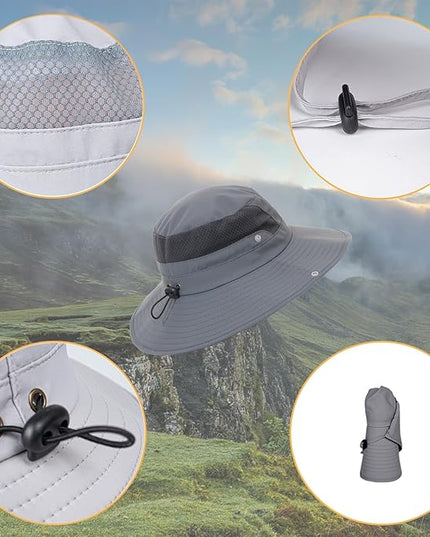 Sun Hat for Men Women UPF 50+ Fishing Hats Waterproof Wide Brim Boonie Bucket Hat for Safari Beach Hiking Garden