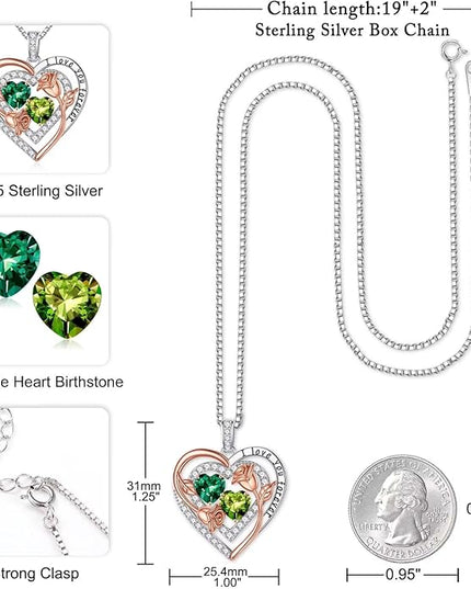 Iefil Christmas Gifts for Women - Sterling Silver Birthstone Necklace Anniversary Birthday Gifts for Her Wife Mom Daughter