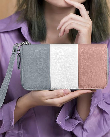 Moflycom Womens Wallet RFID Blocking Genuine Leather Multi Credit Card Large Capacity Zip Around Clutch Travel Purse Wristlet
