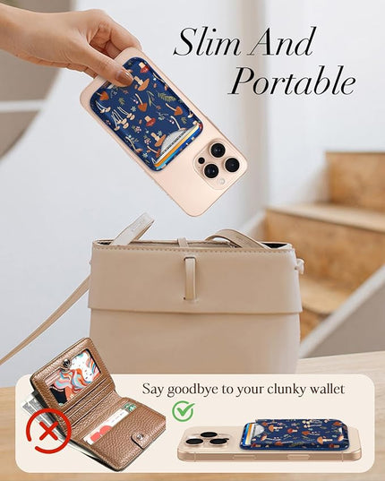 Shorogyt Compatible with Magsafe Wallet Magnetic Card Holder - Mushroom Flower Phone Wallets for Women Teen Girls for iPhone 17/16/15/14/13/12 Series Slim for Apple Mag RFID Magnet, Fit 3 Cards