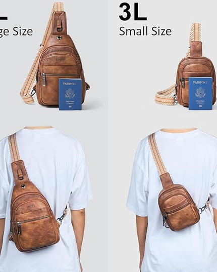 Sling Bag For Women Faux Leather Small Casual Daypack Backpack Fanny Pack Crossbody Chest Bags Purse