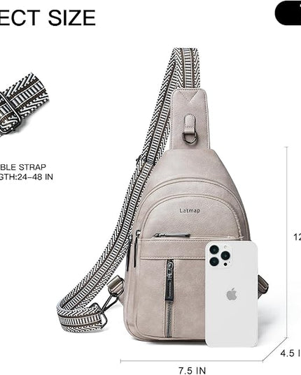 7L Sling Bag For Women Men Backpack Fanny Pack Crossbody Chest Travel Shoulder Belt Bags Purse Handbag PU Leather