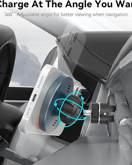 Lecork for Magsafe Car Mount Charger with Cigarette Lighter Adapter, 15W Air Vent Magnetic Wireles Car Mount Charger for iPhone 16 Pro, Car Phone Holder for iPhone 16 15 14 13 12, Zinc Alloy, Black