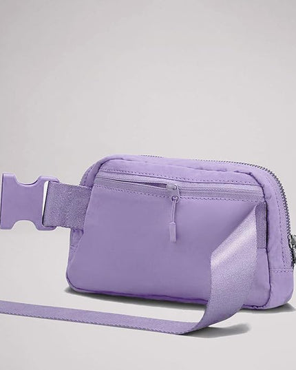 YOSHUYUKI Cross Body Fanny Packs for Women Fashion Waist Bag Pouch Nylon Small Travel Crossbody Bags Mini Purse Everywhere Belt Bag Bum Bag Adjustable Strap for Workout Running Hiking Lavender Fog