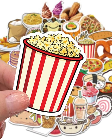 100PCS Waterproof Vinyl Fast Food Stickers Cute Dessert Decals for Laptops Skateboards Water Bottles Aesthetic Graffiti Kawaii Stickers Pack for Teens Adults Kids