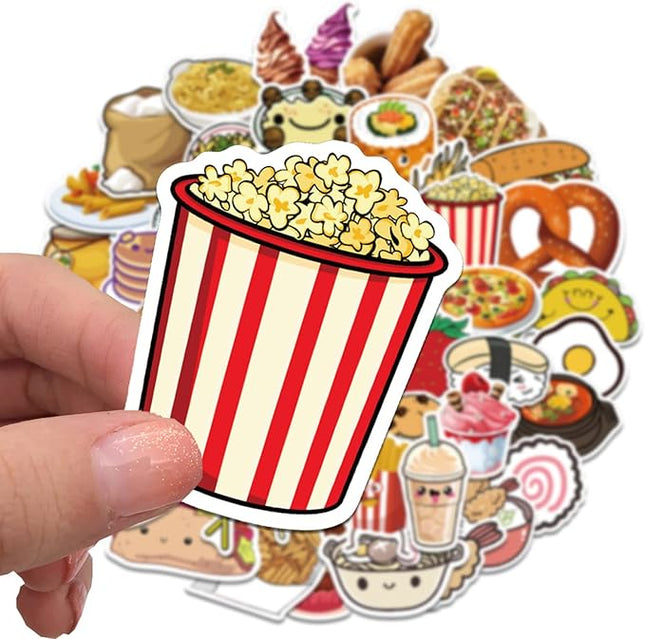 100PCS Waterproof Vinyl Fast Food Stickers Cute Dessert Decals for Laptops Skateboards Water Bottles Aesthetic Graffiti Kawaii Stickers Pack for Teens Adults Kids