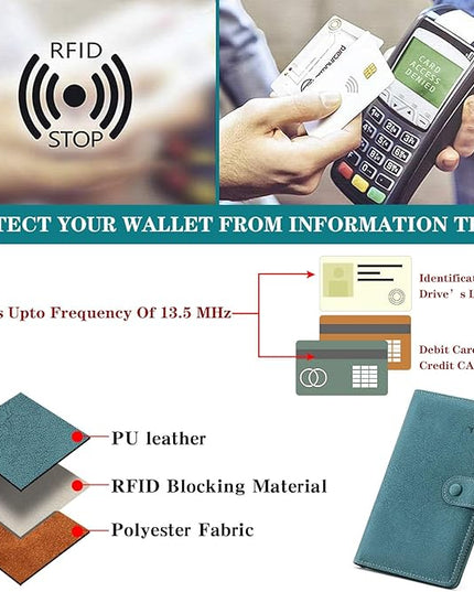 RFID Blocking Passport Wallet Cover Case Travel Document Organizer for Women and Men,Travel Wallet for Credit Card