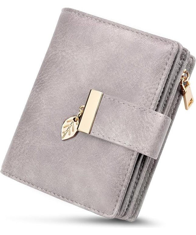 HUANLANG Small Wallets for Women Rfid Blocking Leather Bifold Credit Card Holder Ladies Wallet Zipper Pocket with ID Window