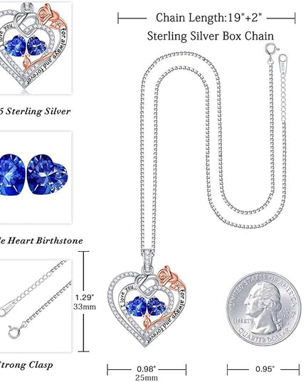 Iefil Christmas Gifts for Wife Women - 925 Sterling Silver Double Birthstone Necklace, Anniversary Birthday Gifts for Women, Jewelry Gift for Wife Girlfriend Mom Her