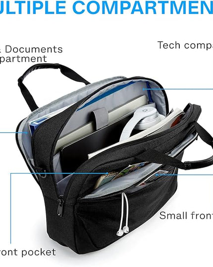 BAGSMART Laptop Bag, 15.6 Inch Briefcase Men, Lockable Computer Bag Work Bag, Water-Repellent Shoulder Messenger Bag Travel Office Business, Black