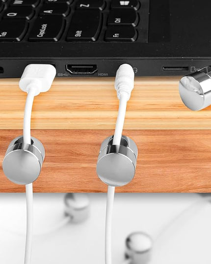 3 Sets Charger Holders for Cords, Silver Adjustable Cable Anchor Holders, Adhesive Metal Cord Clips, Cable Management Wire Organizers for Desk, Office, Nightstand