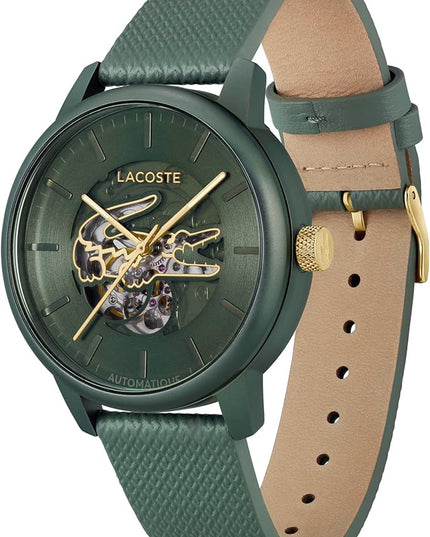 Lacoste.12.12 Men's Automatic Watch - Sporty Leather Strap - Water Resistant up to 5ATM/50 Meters - Self-Winding - Premium Fashion Timepiece - Gift for Him - 44mm