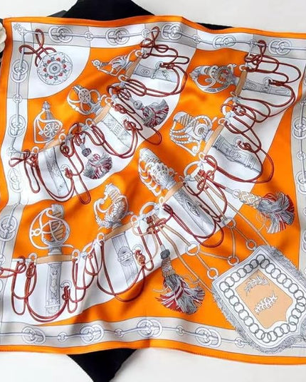 ANDANTINO 100% Mulberry Silk Scarf -21” Lightweight Square Neckerchief – Breathable Digital Printed Scarves with Gift Packed