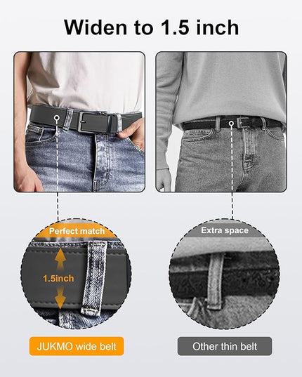 JUKMO 1.5" (38mm) Leather Ratchet Belt for Men in Gift Box