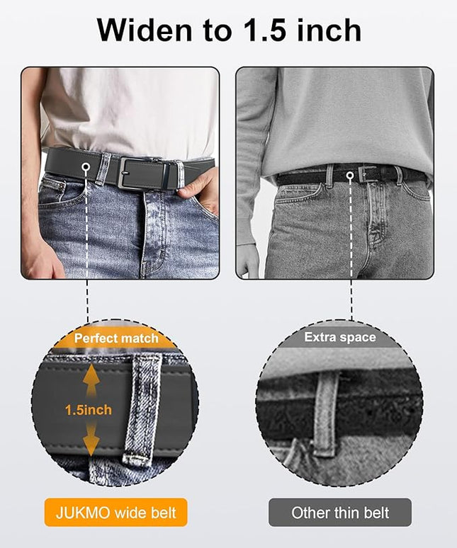 JUKMO 1.5" (38mm) Leather Ratchet Belt for Men in Gift Box