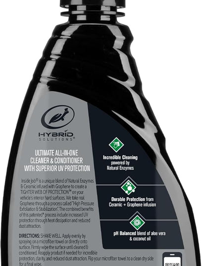 Turtle Wax Hybrid Solutions Inside Job, All Purpose Ceramic Interior Car Cleaner and Protectant, Cleans, Deodorizes and Protects Leather Car Seats, Vinyl, Rubber, and Plastic, 16 fl oz (Pack of 1)