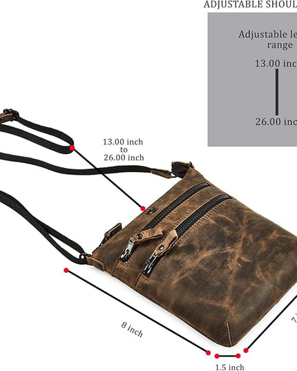 Crossbody Sling Bag for Women Small Real Leather Purse Vintage Travel Crossover Shoulder Bag Handmade