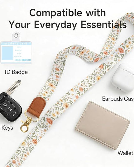 Phone Lanyard Wrist & Crossbody Strap, Adjustable Watercolor Floral Cell Phone Lanyard for Phones, Car Keys, Wallet and ID Card – Universal Hands-Free Set