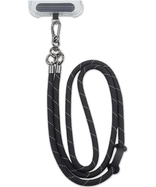 Phone Lanyard Universal Cell Phone Strap Crossbody Strap for iPhone Lanyard Around the Neck Extra Long Rope with Tether Tab for Men and Women (Black Reflective)