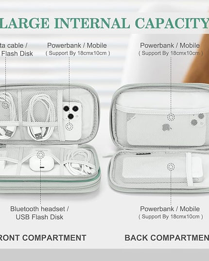 FYY Electronic Organizer, Travel Cable Organizer Bag Pouch Electronic Accessories Carry Case Portable Waterproof Double Layers All-in-One Storage Bag for Cable, Cord, Charger, Phone, Pattern Green (M)