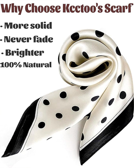 kcctoo 27.5" Mulberry Silk Feeling Head Scarf Women's Fashion Square Neck Satin Scarfs for Bag Hair Scarves Gift