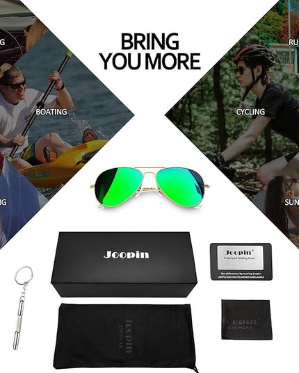 Joopin Polarized Metal Aviation Sunglasses Men, Classic Military Sun Glasses Women, Rectangle Shades UV400 Protection Costume