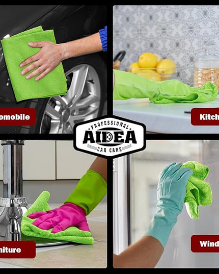 AIDEA Microfiber Cleaning Cloth, 20PK, Microfiber Towels for Cars, Premium All Purpose Car Cloths, Dusting Cloth Cleaning Rags, Absorbent Towels for SUVs, House, Kitchen, Window, 12"×12", Green