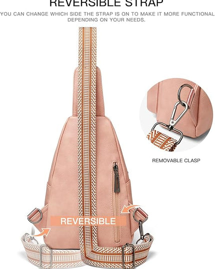 Sling Bag For Women Faux Leather Small Casual Daypack Backpack Fanny Pack Crossbody Chest Bags Purse
