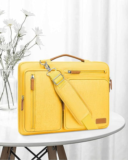 MOSISO 360 Protective Laptop Shoulder Bag,13 inch Computer Bags Compatible with MacBook Air M4 M3 M2 M1 2025-2018/Pro 13 2025-2016,Side Open Messenger Bag with 4 Zipper Pockets, Yellow