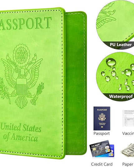 BB-green Passport and Vaccine Card Holder Combo with Vaccine Card Slot, Wallet, Cover for Women and Men