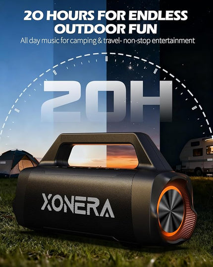 Speakers Bluetooth Wireless, 80W Peak Loud Outdoor Speaker with Bass, 20H Playtime, IPX6 Waterproof, TWS，BT5.3, Portable for Camping Hiking Boating Pool Beach(Black)