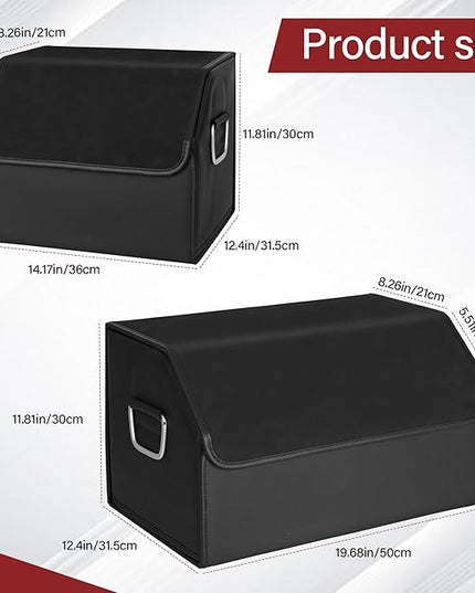 JEYODA Suede Leather Trunk Organizer, Large Capacity Soft Car Organizers and Storage,foldable,with lip, for Car SUV/Jeep/Sedan/Home/Camping (Black,Big)