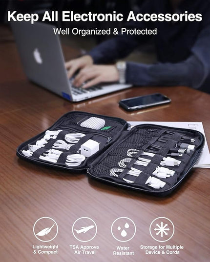 Luxtude Cord Organizer Travel, Flat Cable Organizer Bag, Portable Electronics Organizer, Travel Essentials for Wire/Cord Storage/Charger Case/Cable Storage/Tech Carrying Pouch/Tech Gifts, Purple