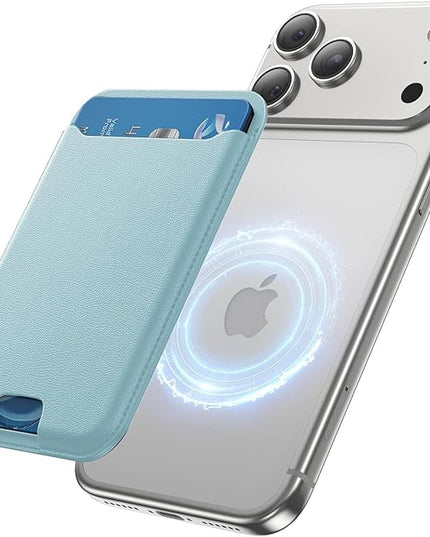 TWZKG for MagSafe Wallet, 3 Card Holder, Slim Magnetic Phone Wallet for iPhone 17/16/15/14/13/12 Pro Max Plus Air Series,RFID Blocking Vegan Leather,SkyBlue