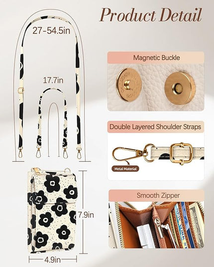 Cute Small Crossbody Purse Cell Phone Bags for Women - Leather Cellphone Wallet Purse with Shoulder Strap